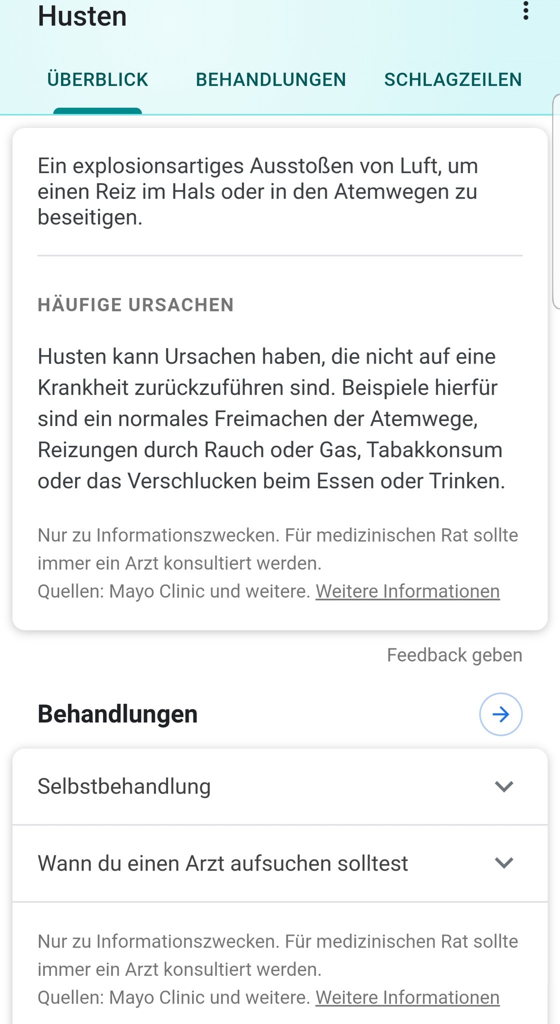 Health Card in der deutschen Google-Suche