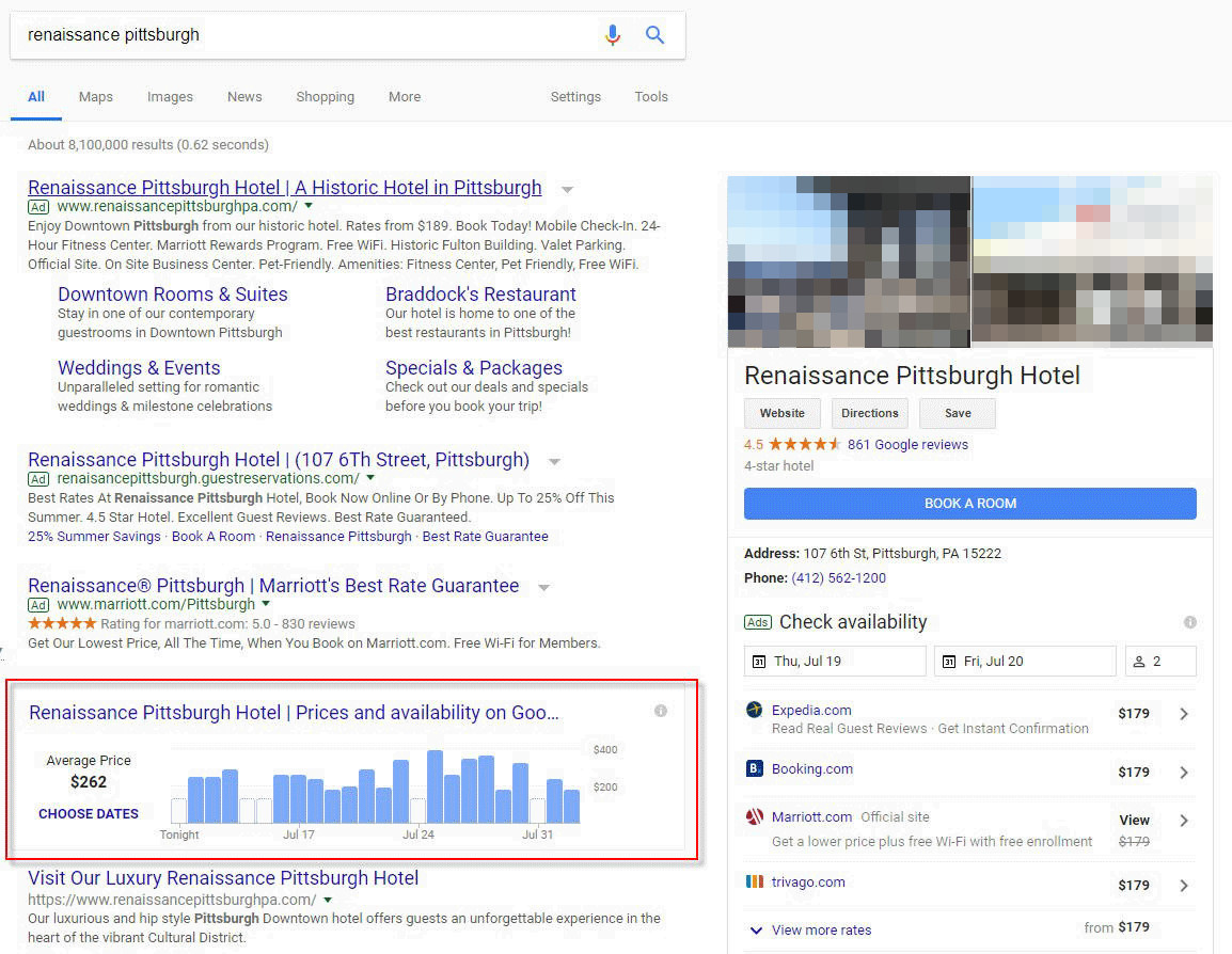 Google zeigt Hotelpreise im zeitlichen Verlauf an