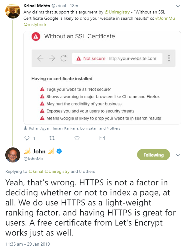 Google: HTTPS entscheidet nicht darüber, ob eine Webseite indexiert wird oder nicht