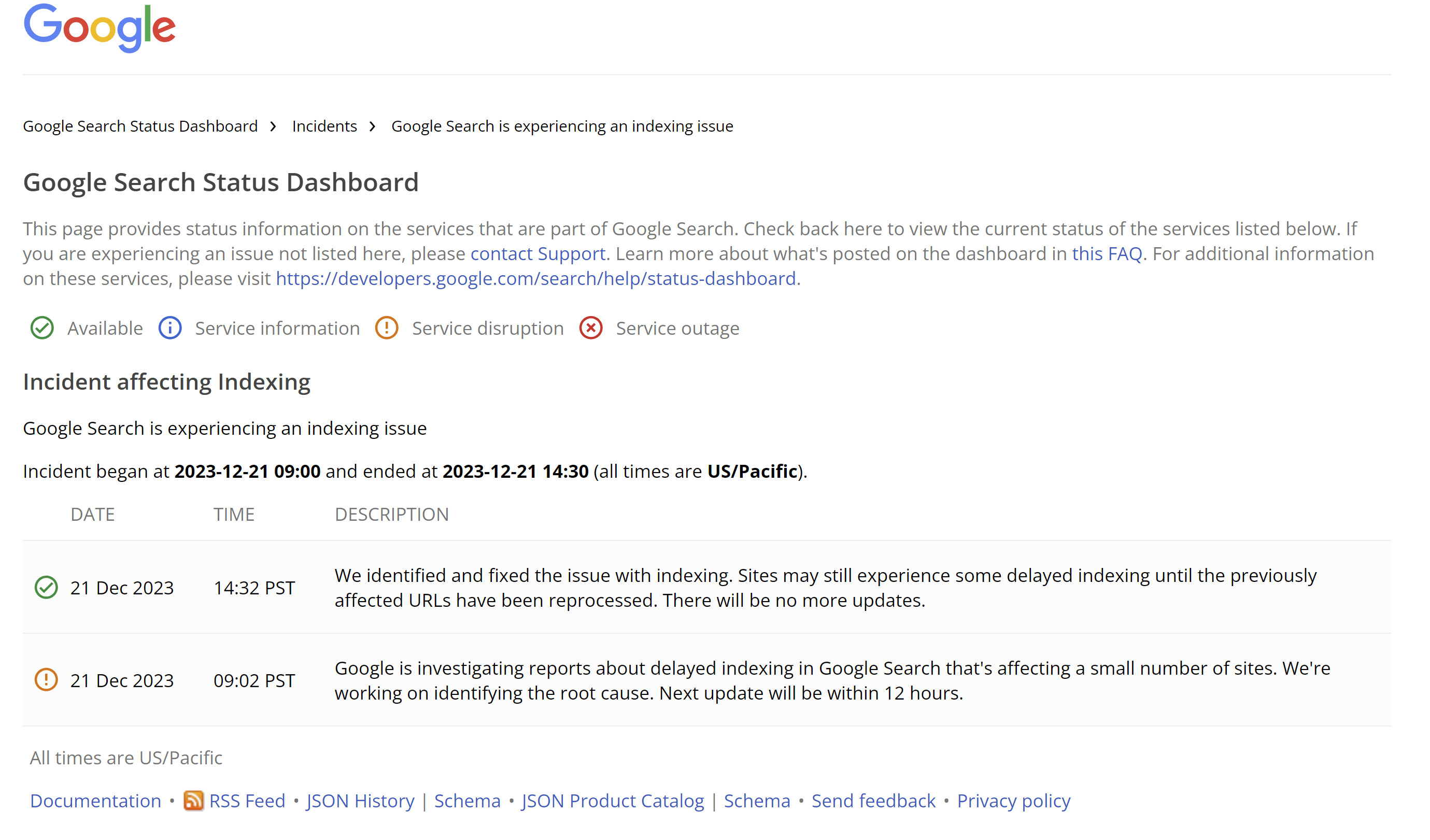 Google: Indexierungsprobleme vom 21.12. sind behoben