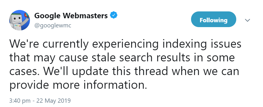 Google räumt Indexierungsprobleme ein