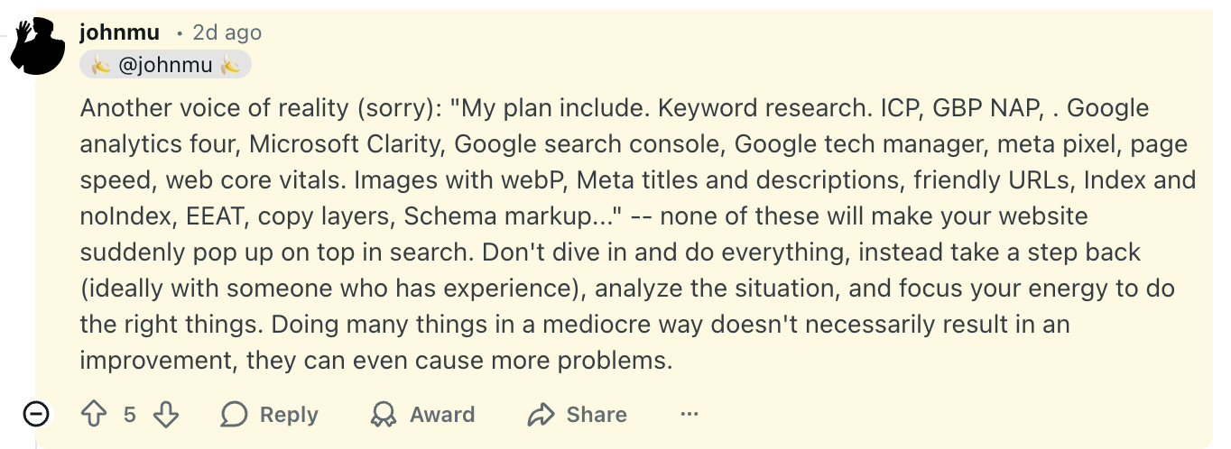 John Müller von Google rät auf Reddit, sich bei SEO nicht zu verzetteln