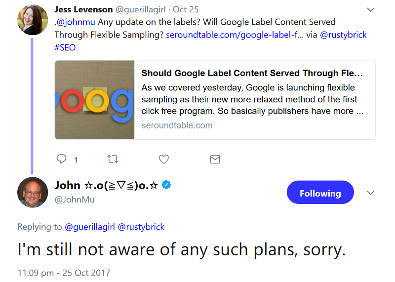 Google: keine Pläne zur Kennzeichnung von 'Flexible Sampling'-Inhalten