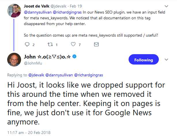 Google: keine Unterstützung mehr für News Meta-Keywords