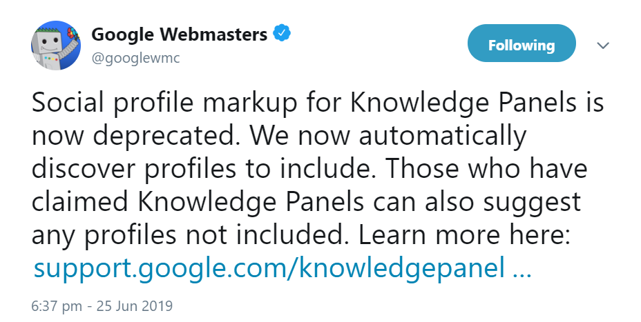 Google erkennt soziale Profile für das Knowledge Panel jetzt auch ohne soziales Markup