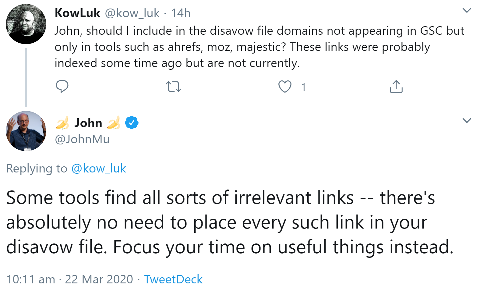 Google: Domains von Links, die nicht in der GSC angezeigt werden, müssen nicht automatisch per Disavow abgewertet werden