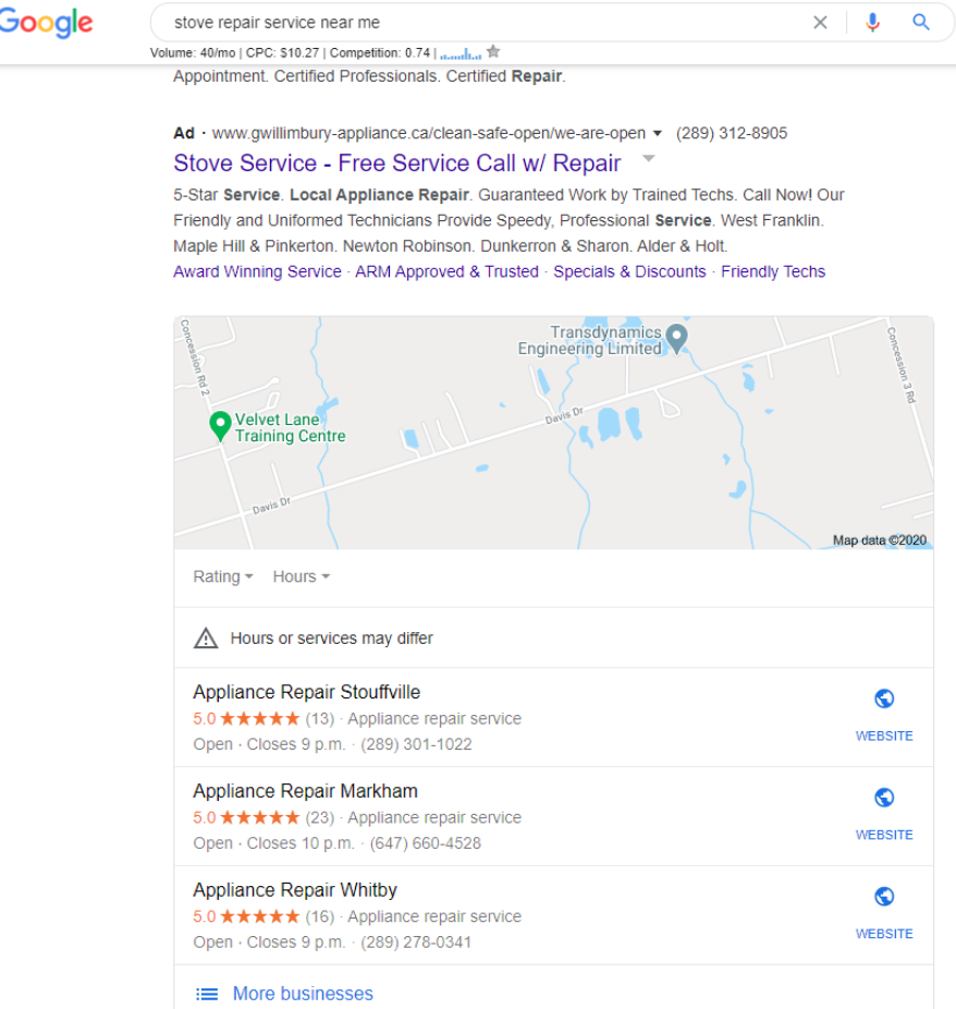 Google: Lokale Ergebnisse mit zu viel Gewicht auf dem Unternehmensnamen