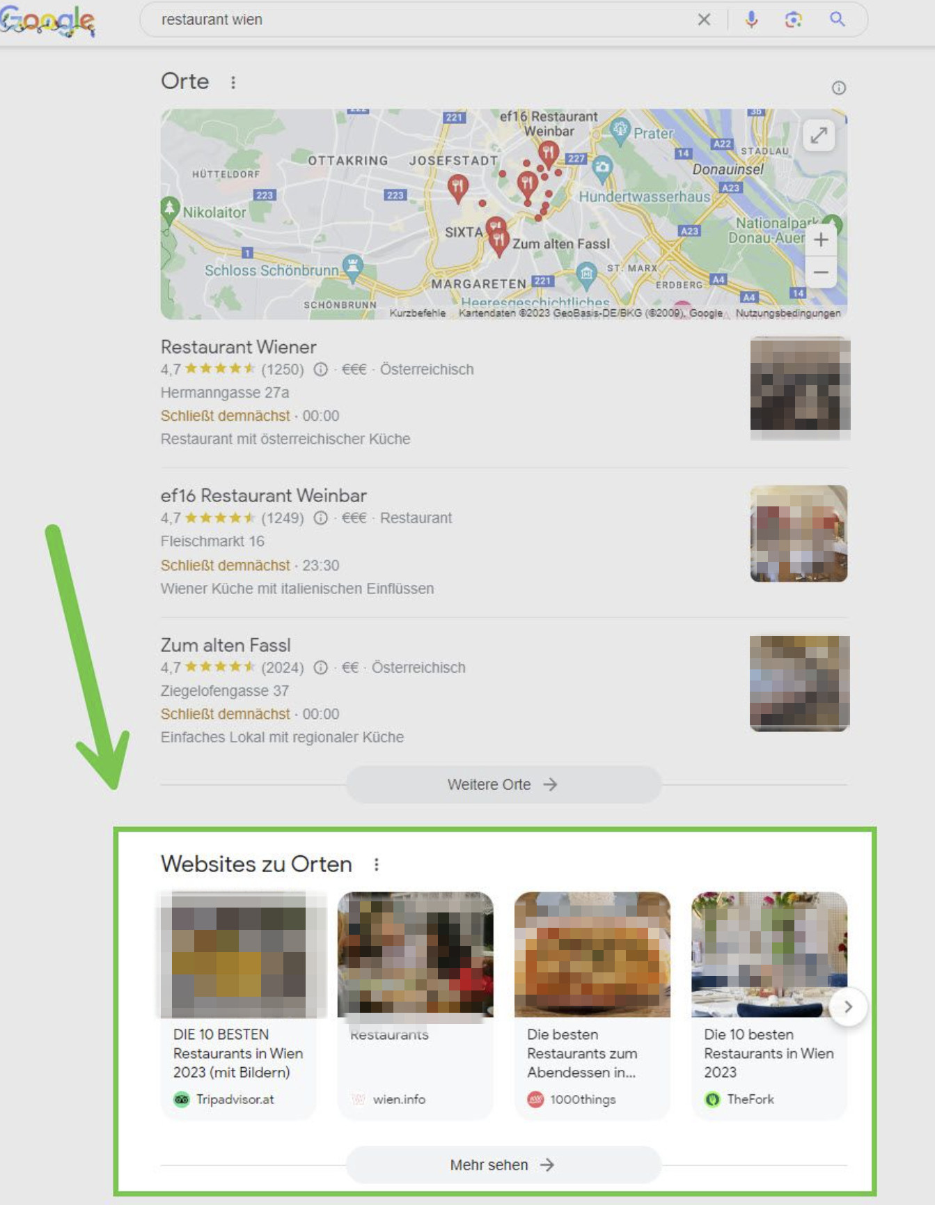 Google: Websites zu Orten mit Bild