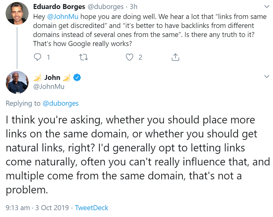Google: Mehrere Links von derselben Domain sind ok