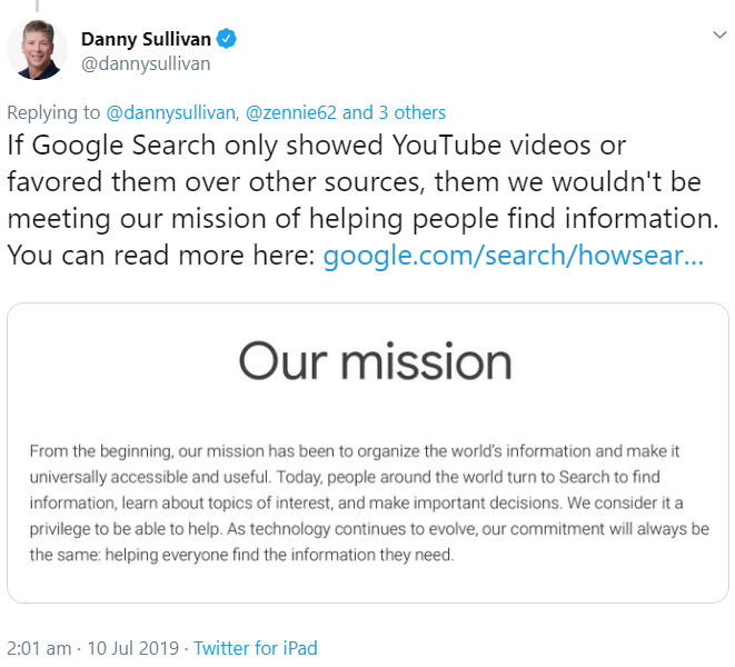 Google: YouTube-Videos und die Mission