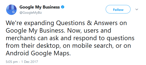 Google kündigt Q&A für My Business auf dem Desktop an
