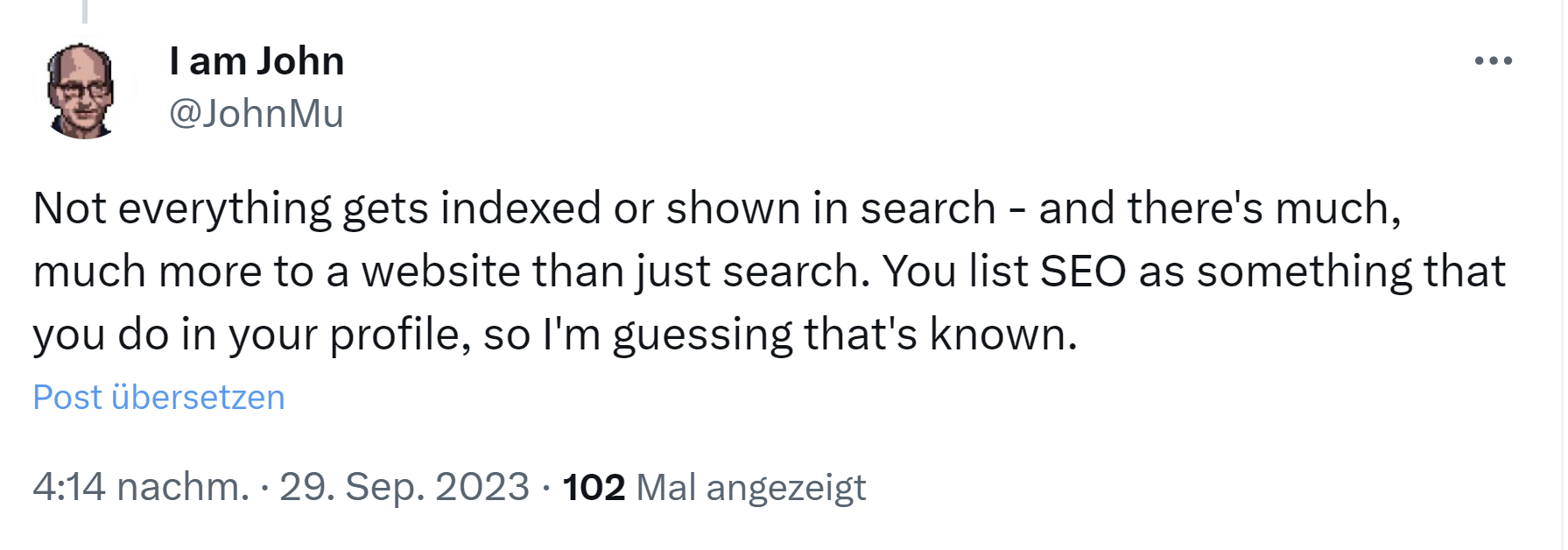John Müller von Google: Nicht alles wird indexiert. Es gibt mehr für eine Website als nur die Suche
