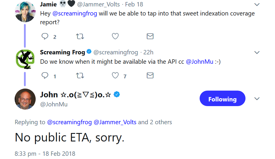 Neue Search Console (API): No public ETA, sorry.