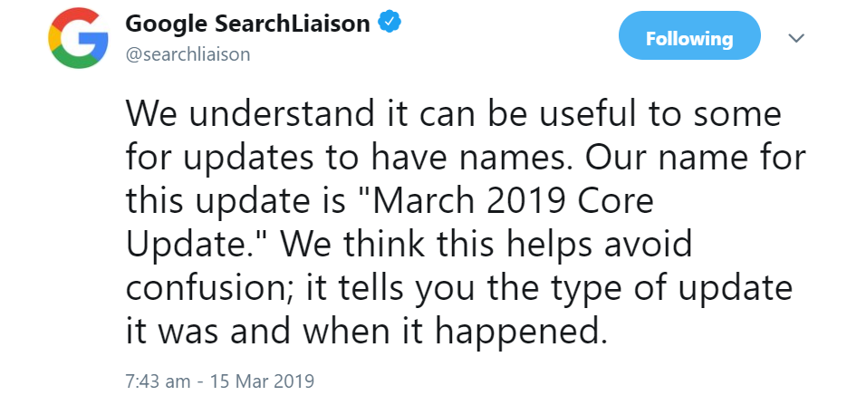 Google: Offizieller Name des Updates lautet 'March 2019 Core Update'