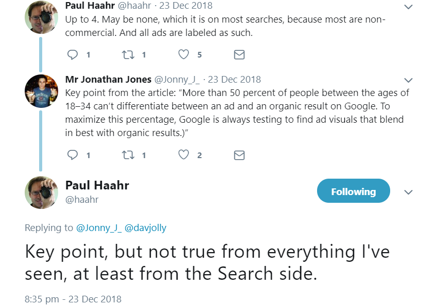 Paul Haar von Google bestreitet, dass Anzeigen nicht als solche erkannt werden