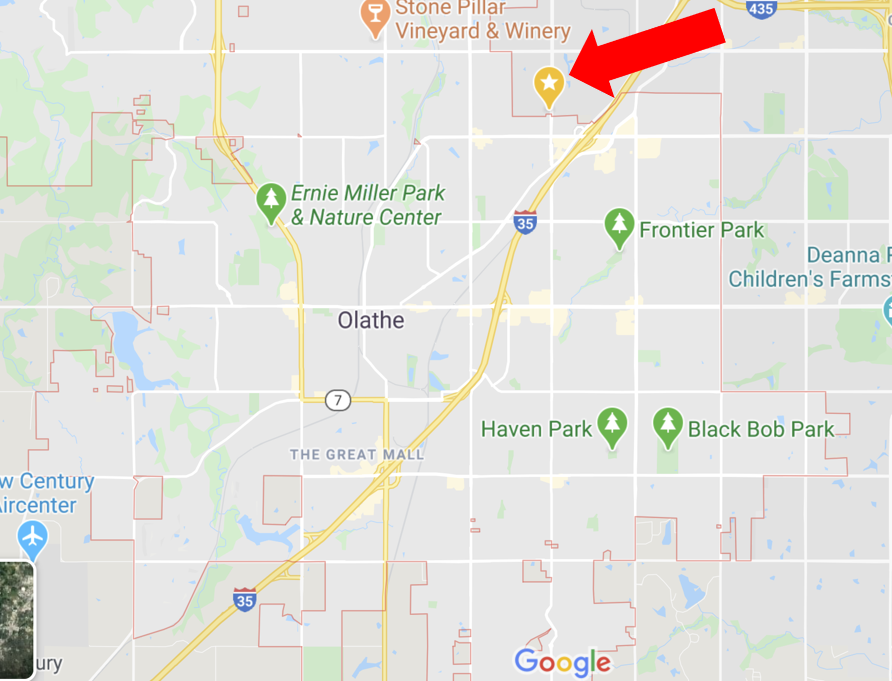 Google Maps: Unternehmensstandort knapp außerhalb der Stadtgrenzen