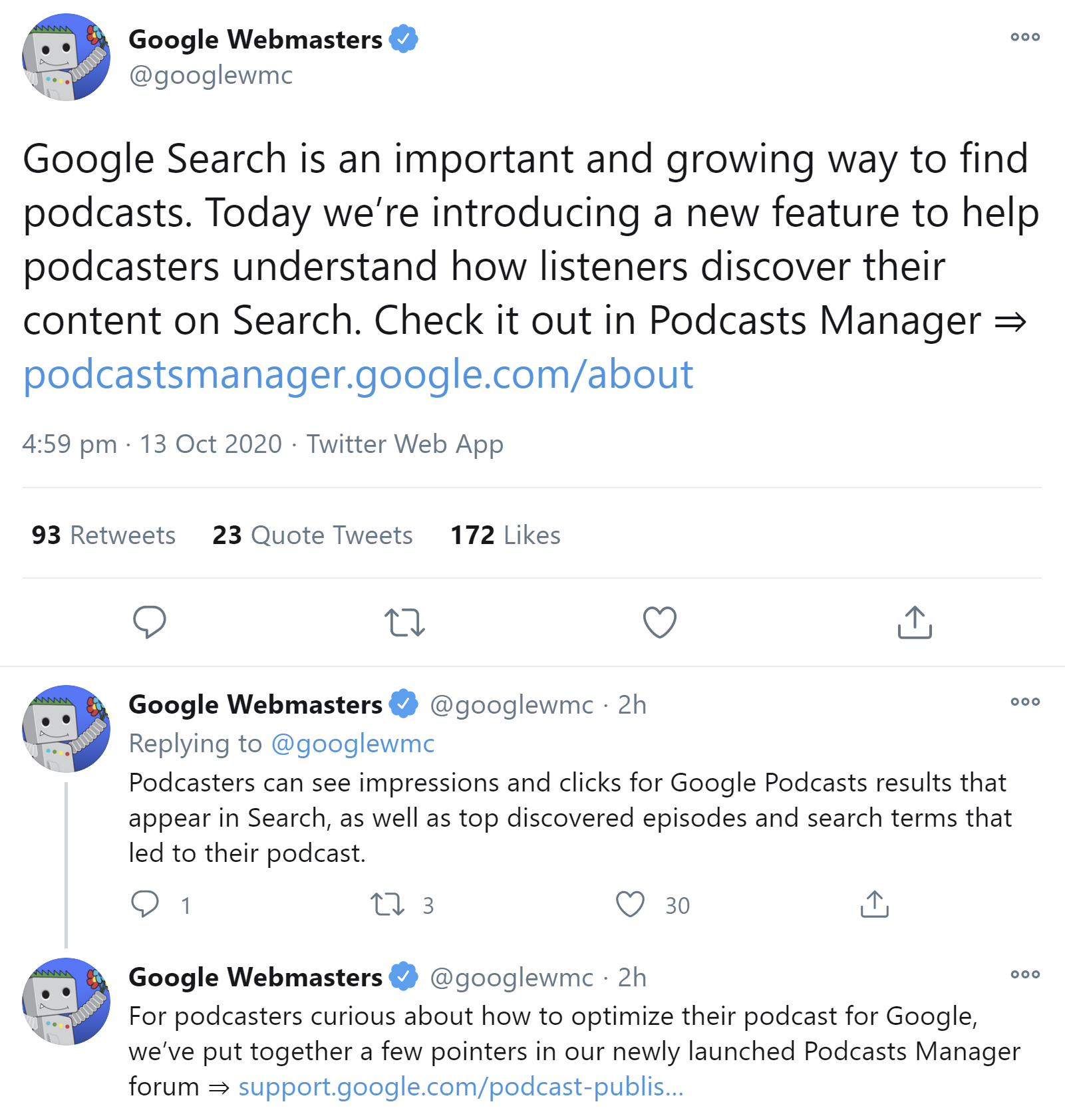 Google Podcast Manager jetzt mit Statistiken für die Suche