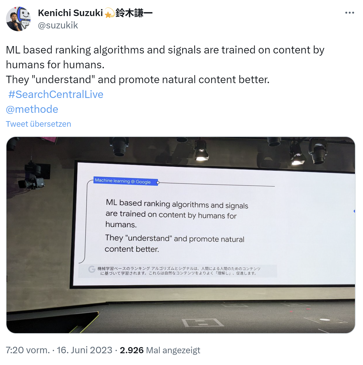 Google: Beim Trainieren von Ranking-Algorithmen mit maschinellem Lernen werden Inhalte verwendet, die von Menschen für Menschen erstellt wurden - Kenichi Suzuki auf Twitter