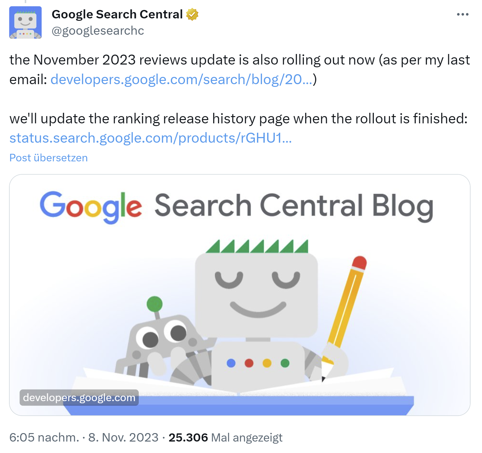 Google rollt das November 2023 Reviews Update aus