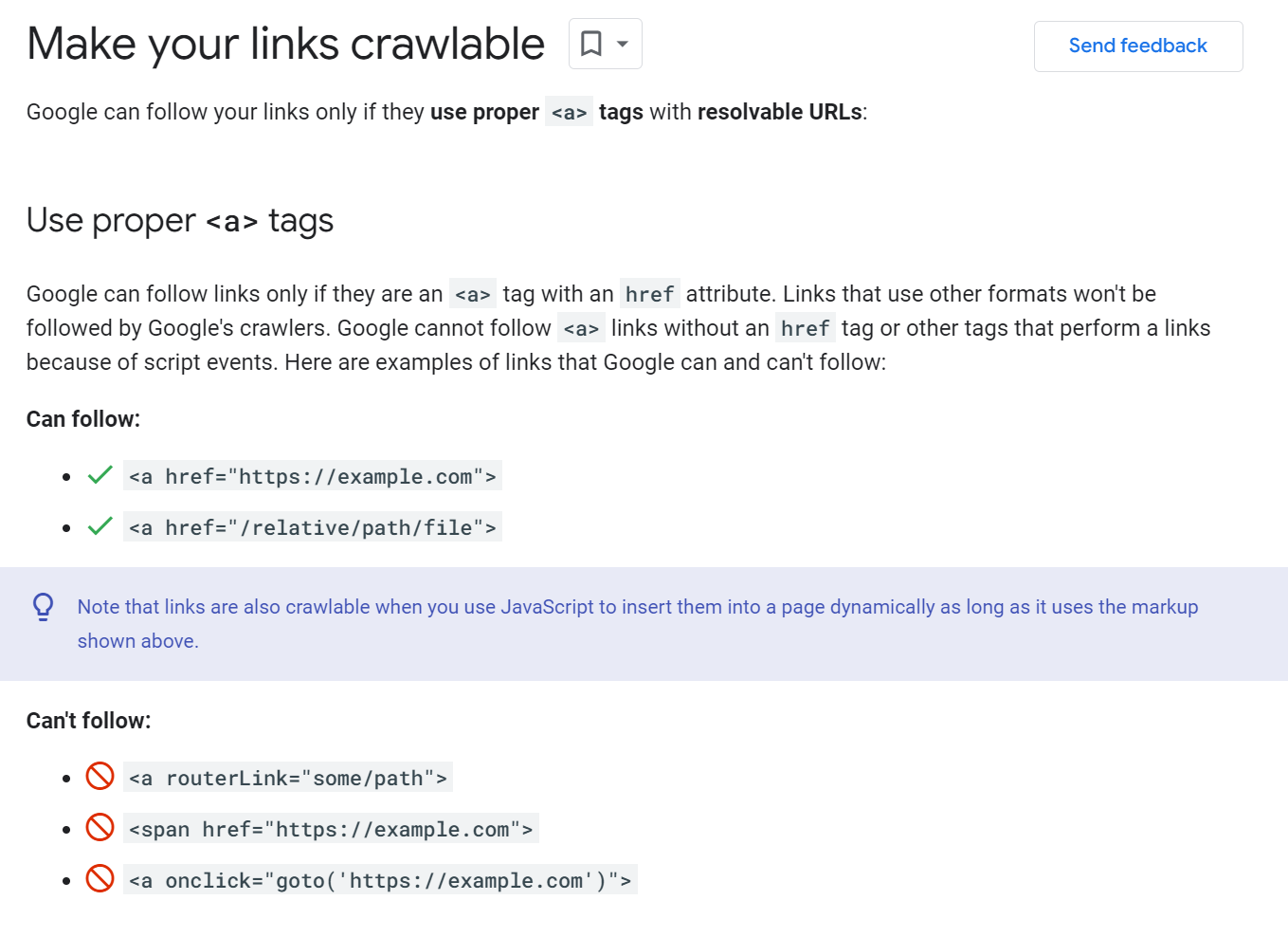 Google Search Central: crawlable Links
