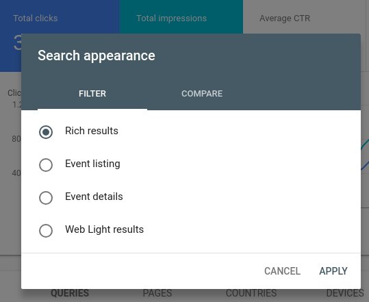 Google Search Console: Filter für Event-Markup