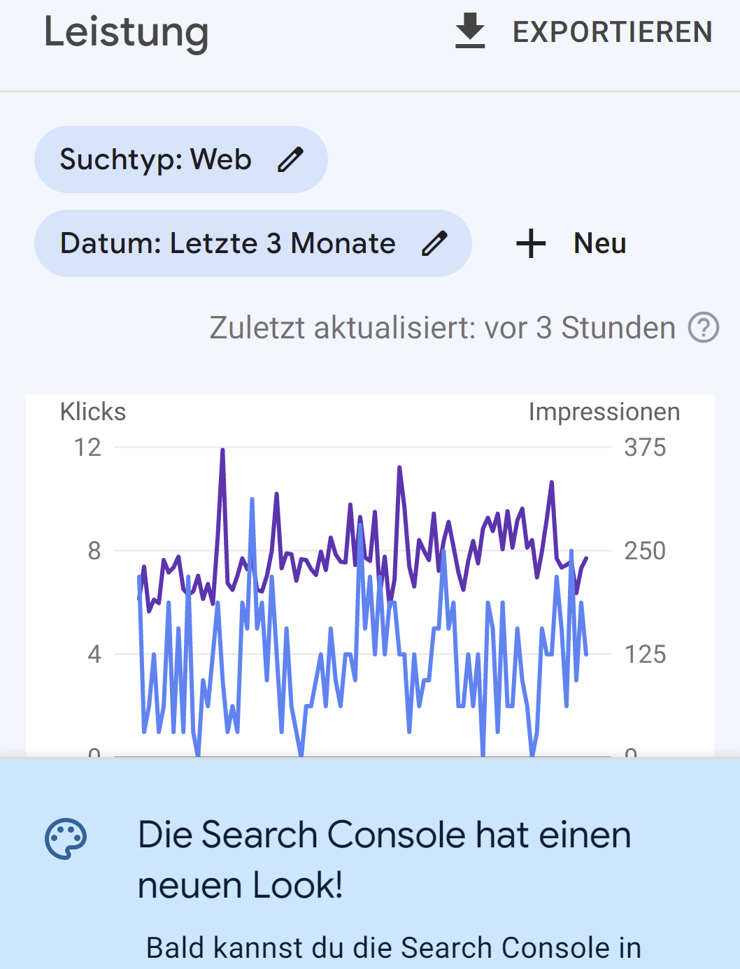Google Search Console neu: mobile Darstellung