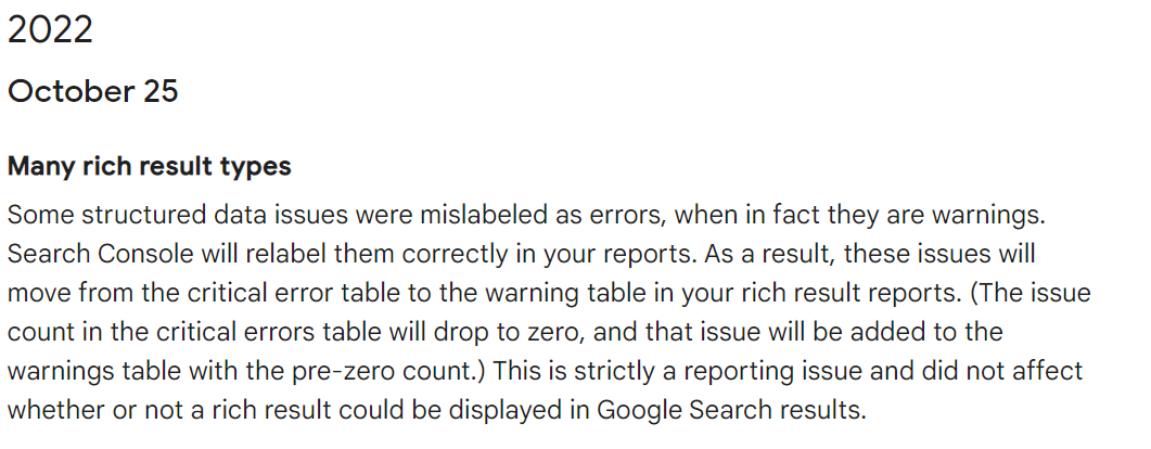 Google Data Anomalies Page: Probleme mit den Berichten zu Rich Results