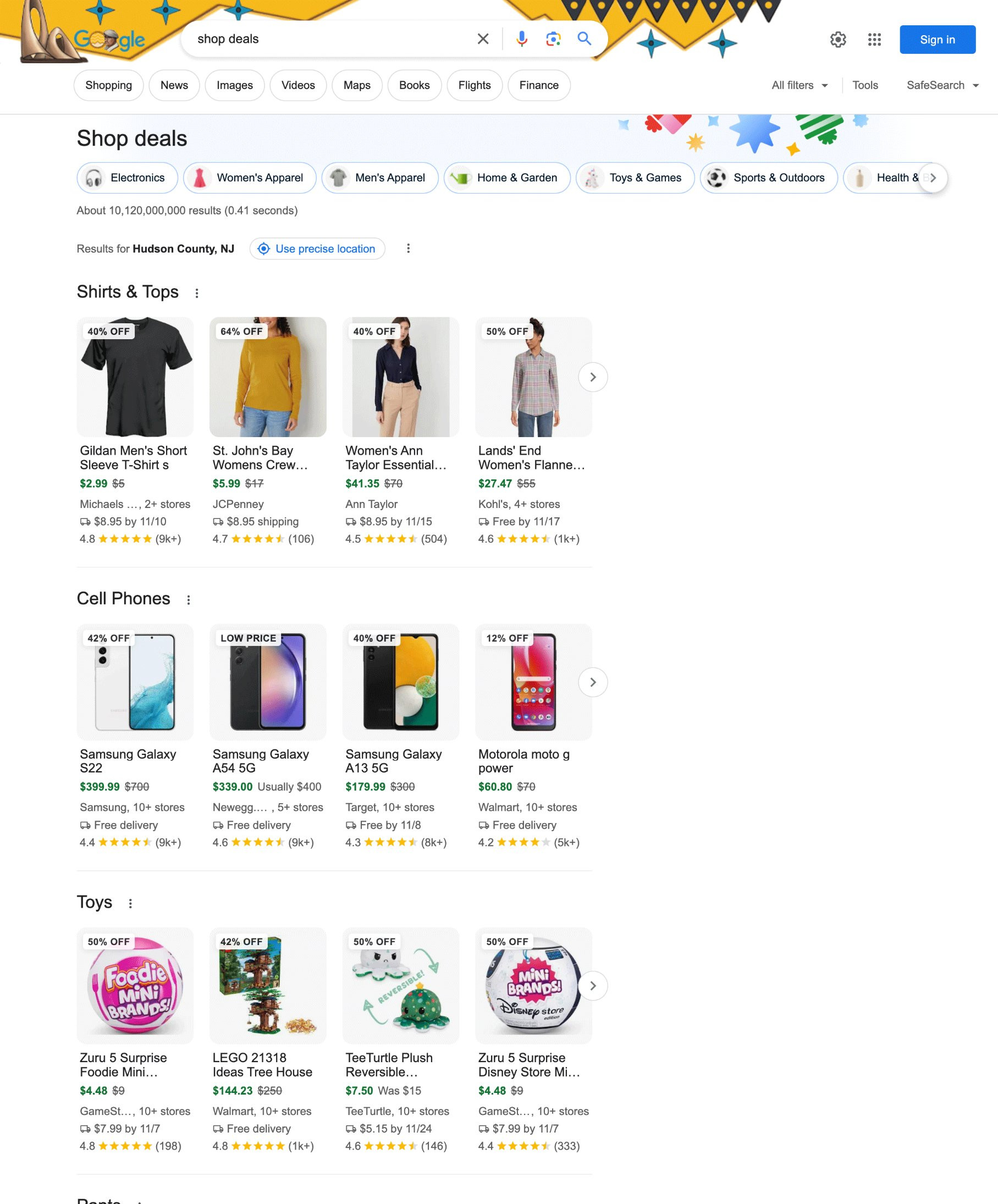 Google: Produktergebnisse für die Suche nach "Shop Deals"