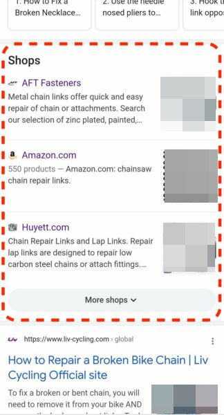 Google Shops: neues Modul in den Google-Suchergebnissen