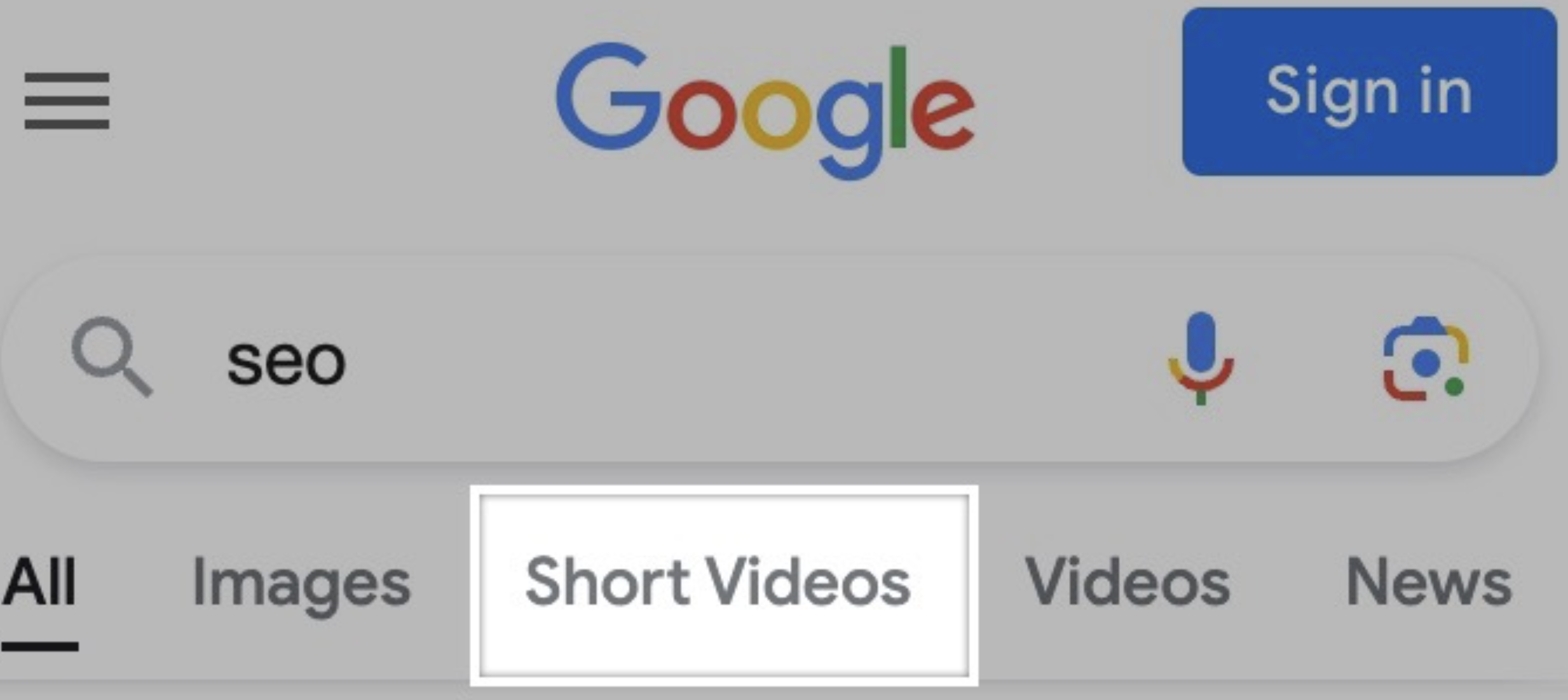 Google Filter für Short Videos in der mobilen Suche