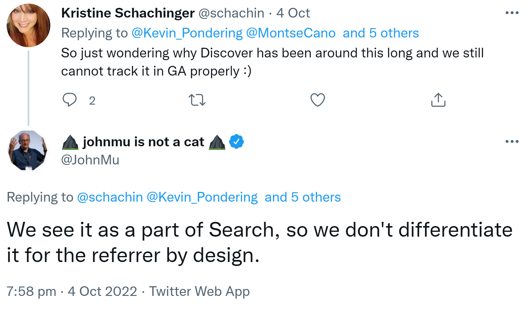 Google sieht Discover als Teil der Suche, daher kein separater Referrer