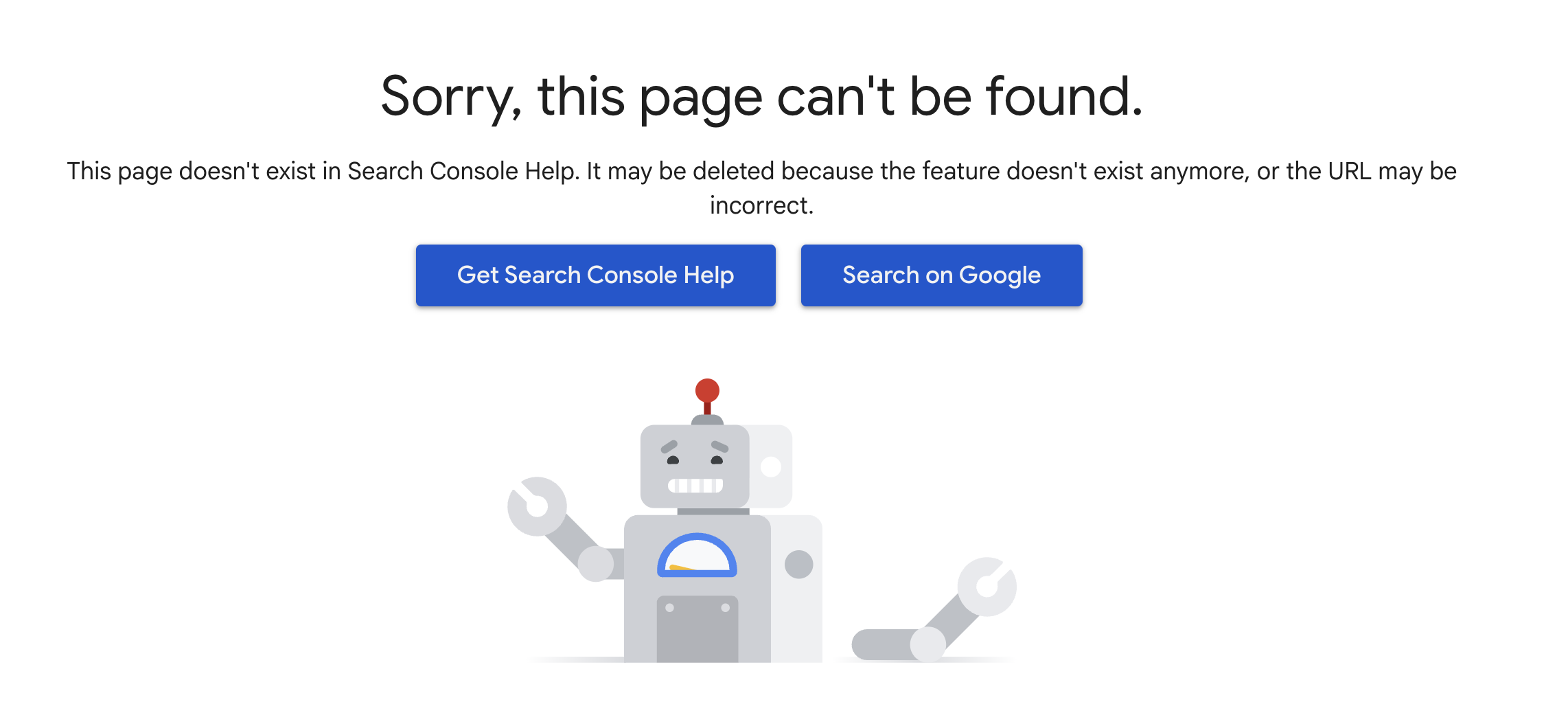 Google: Sorry, this page cannot be found