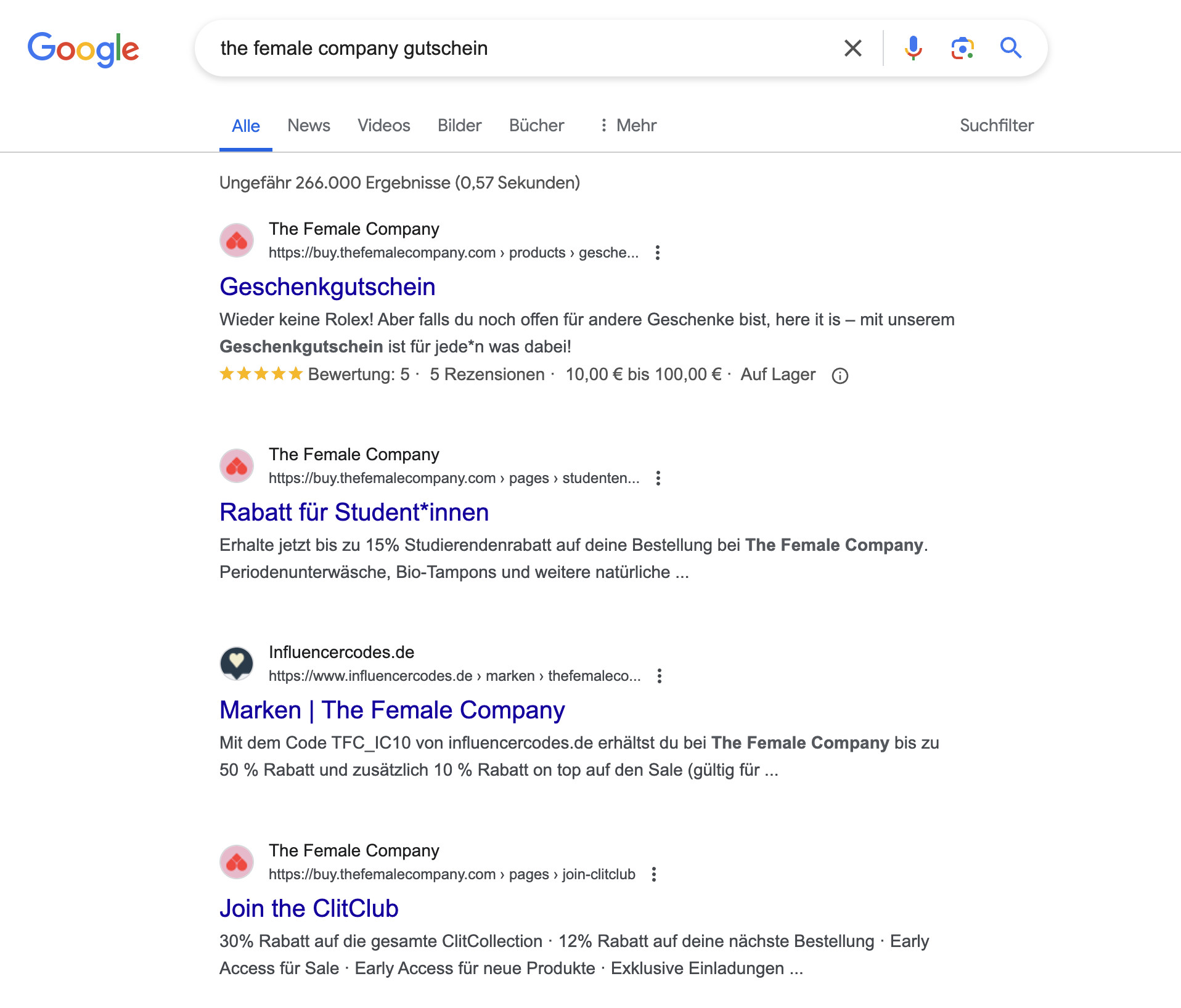 Google: Reguläre Suchergebnisse ohne Fettschrift