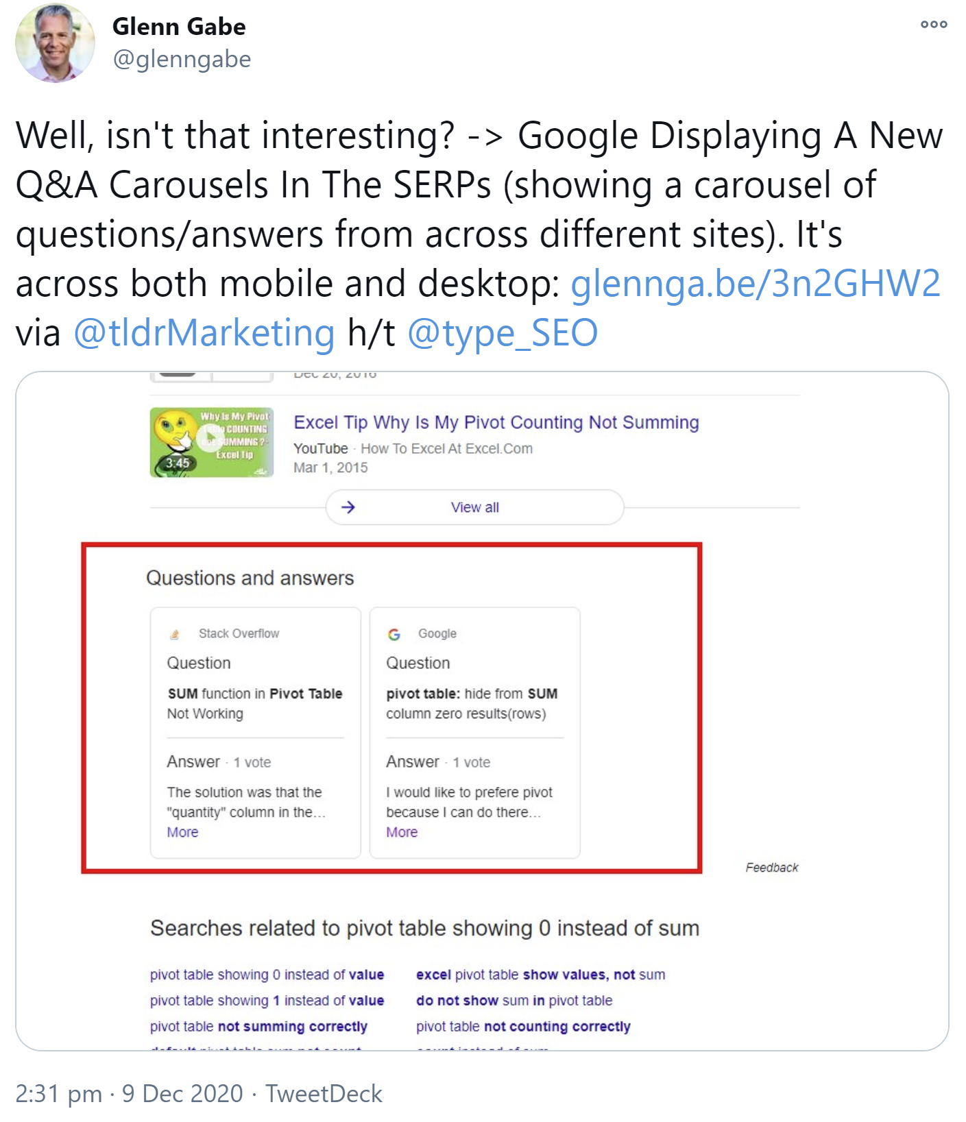 Google testet neue Q&A-Karussells