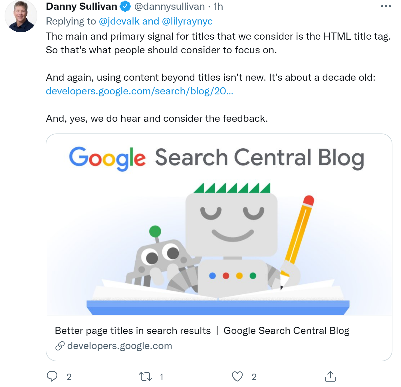 Google: Title Tag ist nach wie vor das wichtigste Signal für den Titel in Suchergebnissen