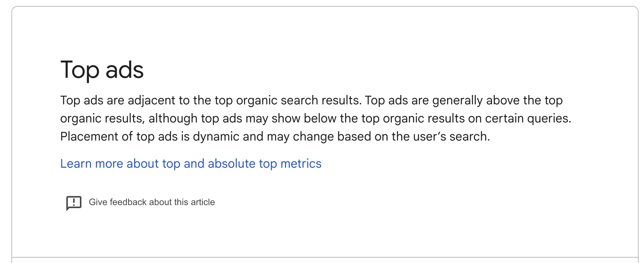 Google: Dokumentation zu Top Ads