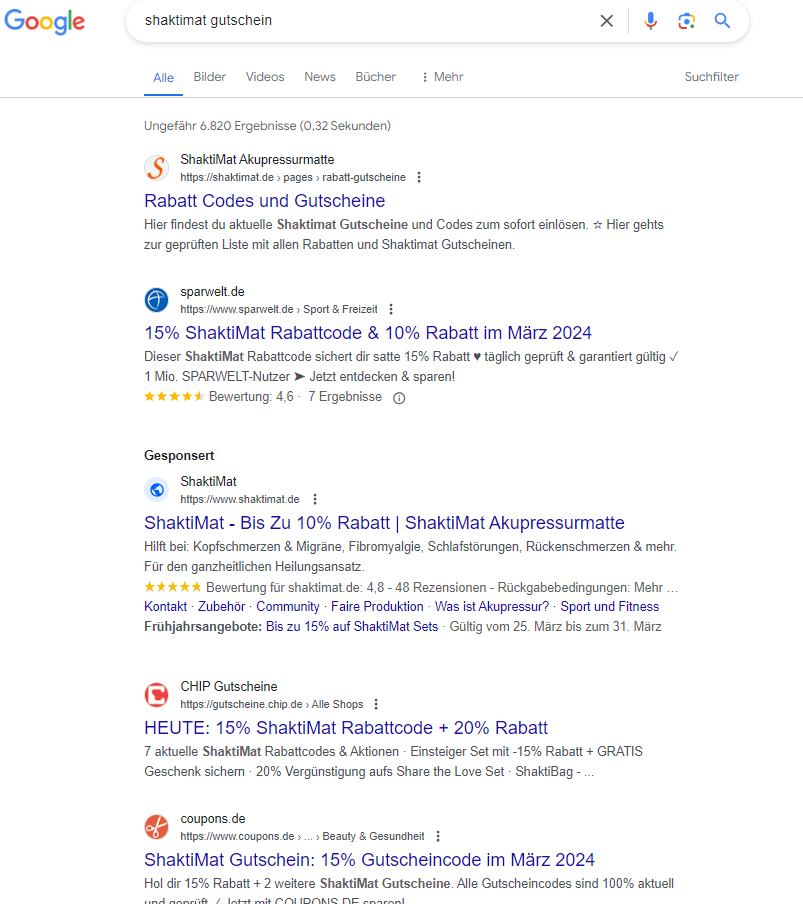 Google Top Ads unter organischen Suchergebnissen