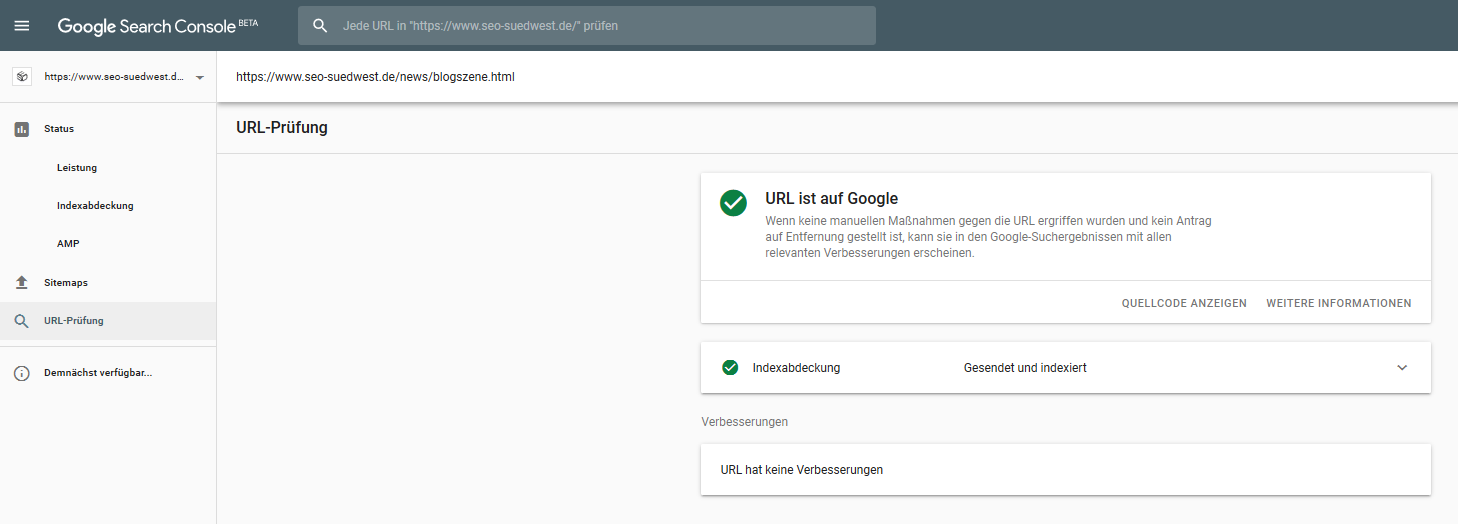 Google-Tool zur URL-Prüfung