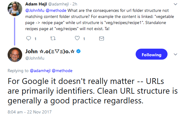 Google: URL-Struktur muss nicht der inhaltlichen Struktur entsprechen