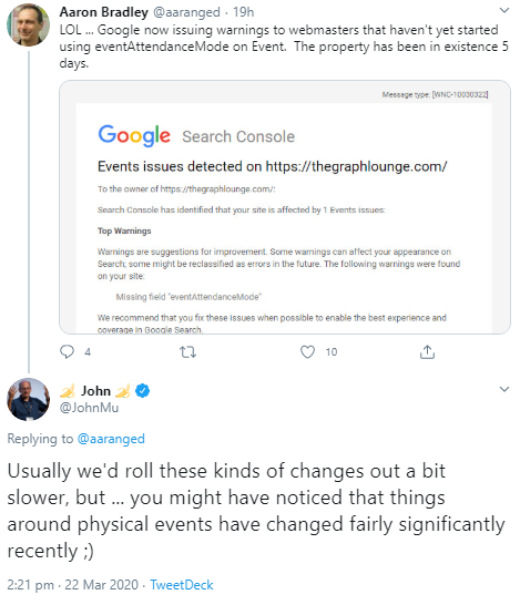 Google: Neue strukturierte Daten für Veranstaltungen sollten zeitnah gesetzt werden