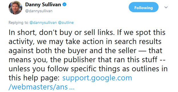 Google warnt erneut Käufer und Verkäufer von Backlinks