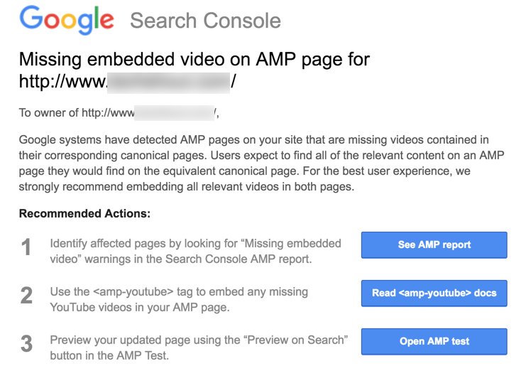 Google: Warnung wegen fehlender Videos auf AMP-Seiten