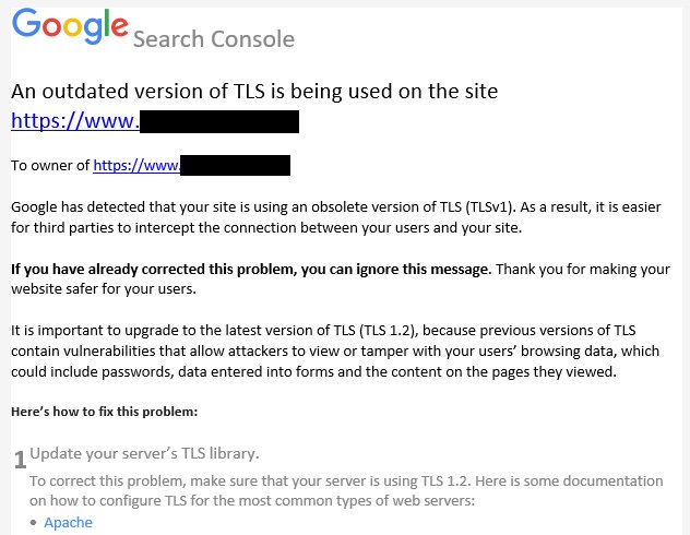 Google: Warnung bei veralteter TLS-Version