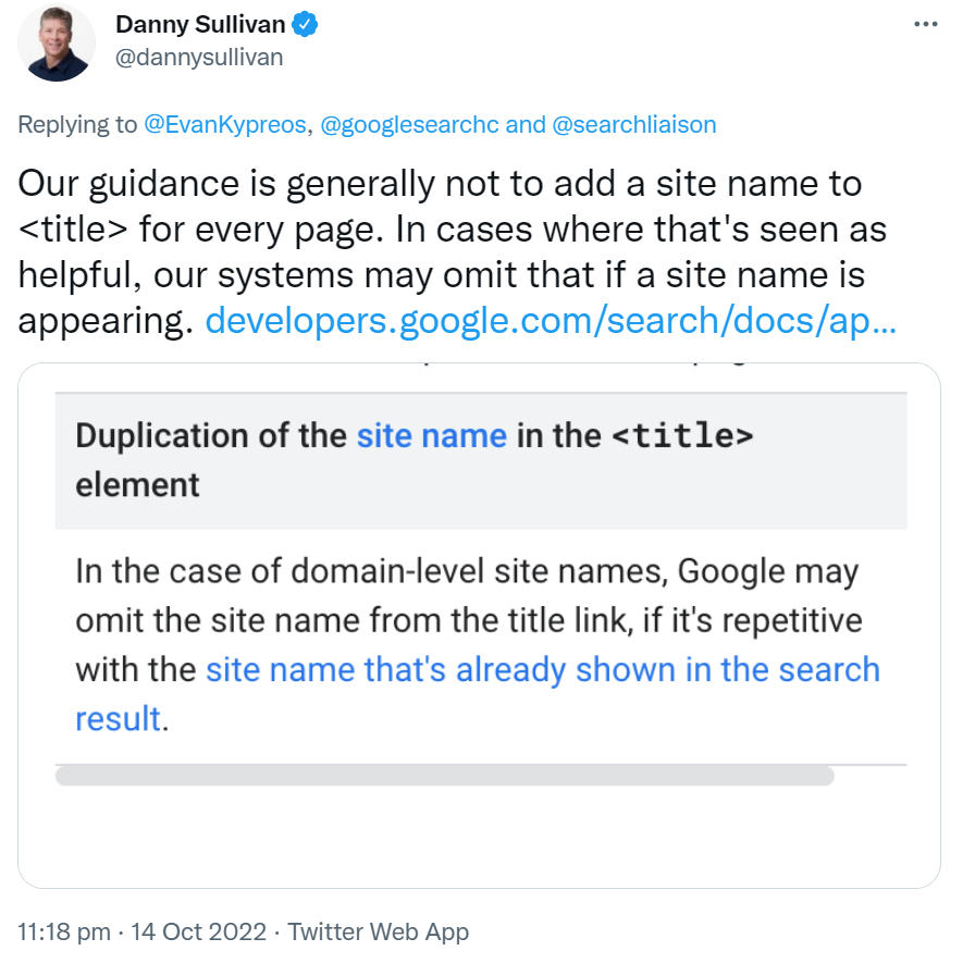 Google: Namen der Website nicht im Title jeder Seite verwenden