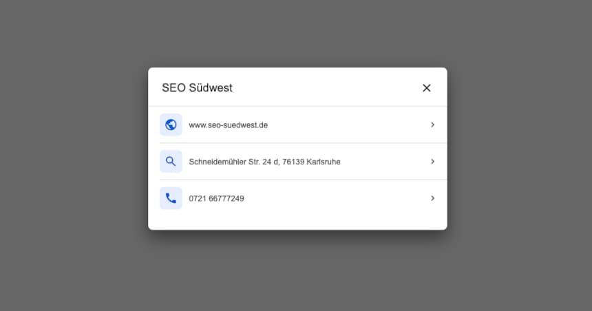 Google: Weitere Websites - weitere Details