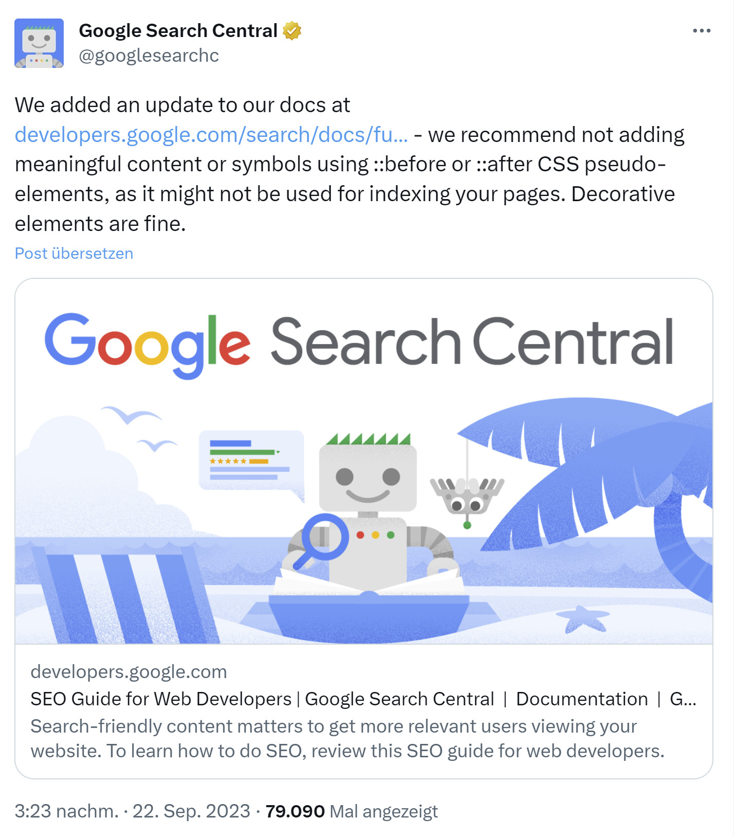Google: wichtige Inhalte nicht per before und after über CSS hinzufügen