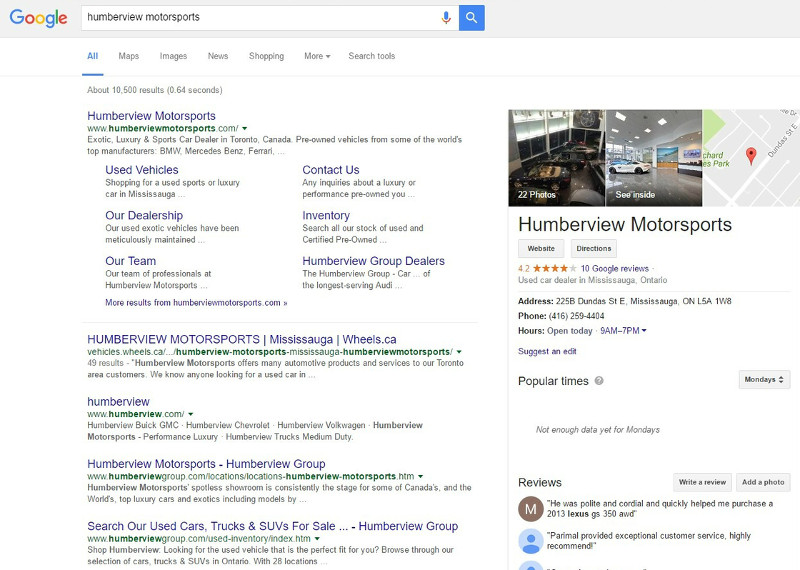 Google: Knowledge Graph Unternehmensdarstellung Test
