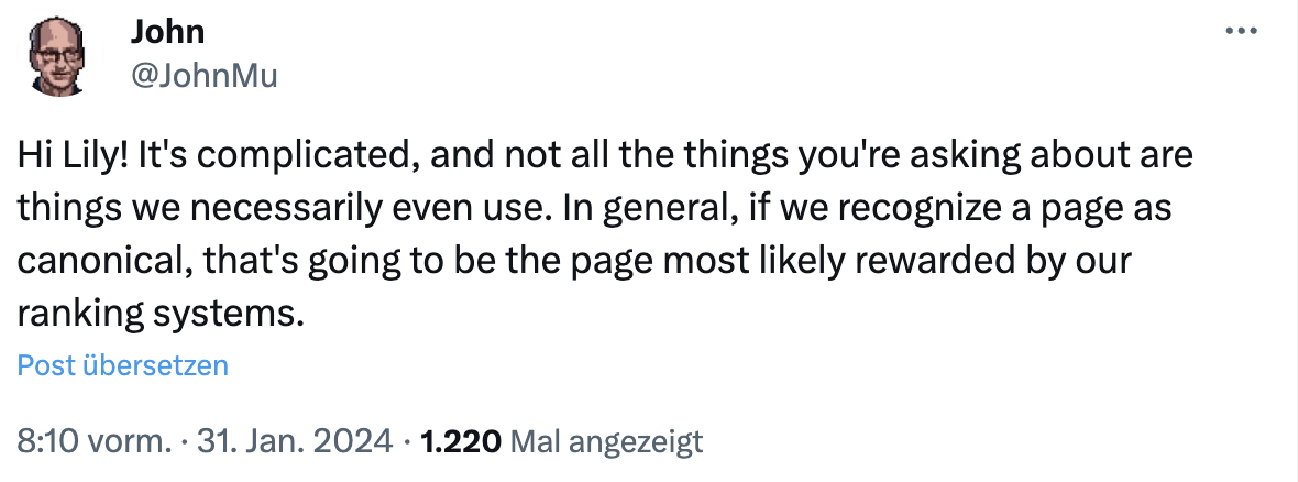 John Müller antwortet auf Frage zu Canonical URL und syndiziertem Content