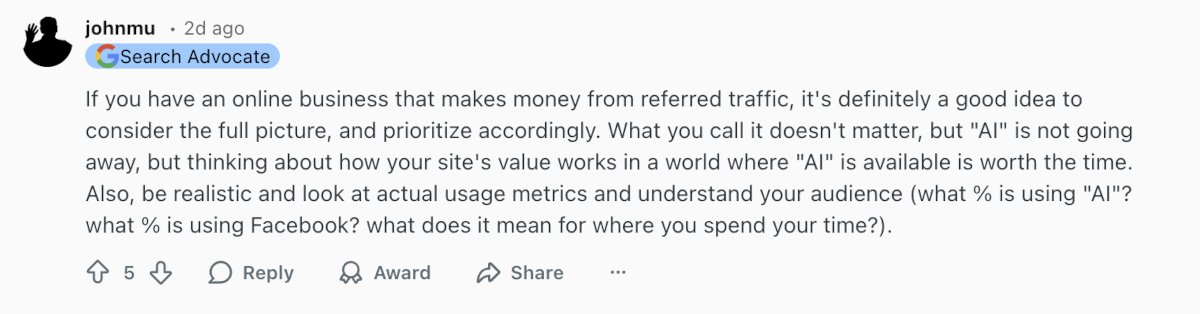 John Müller auf Reddit: Sollte man in die KI-Sichtbarkeit von Websites investieren?