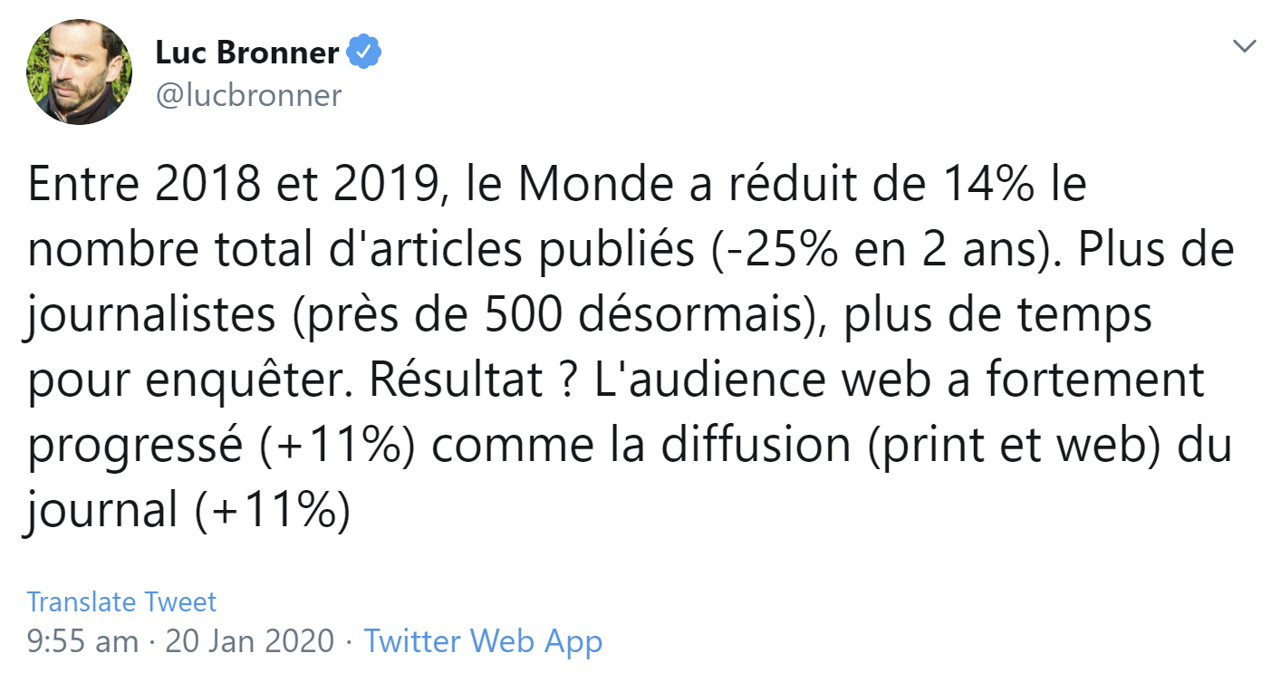 Le Monde: weniger Beiträge, größere Redaktion, mehr Leser